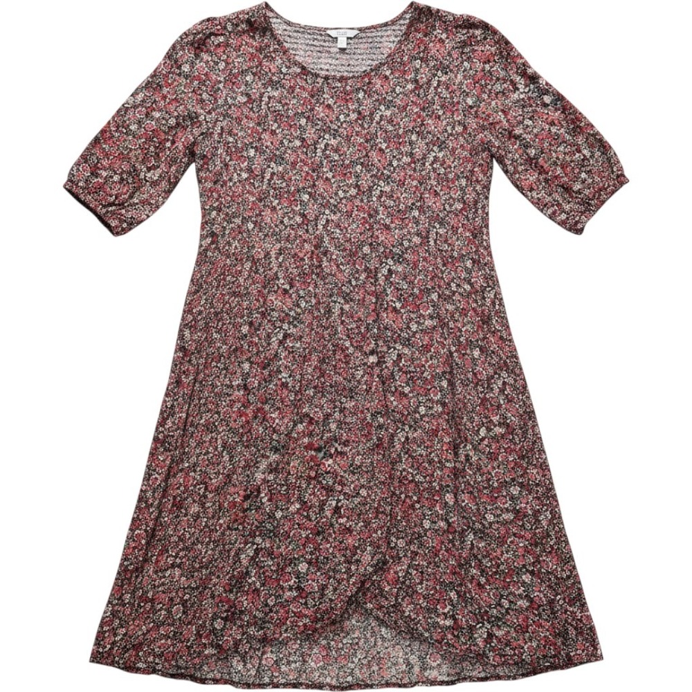 Croft & Barrow Dress Womens 2X Multicolor Floral 3/4 Sleeve Scoop Neck Midi